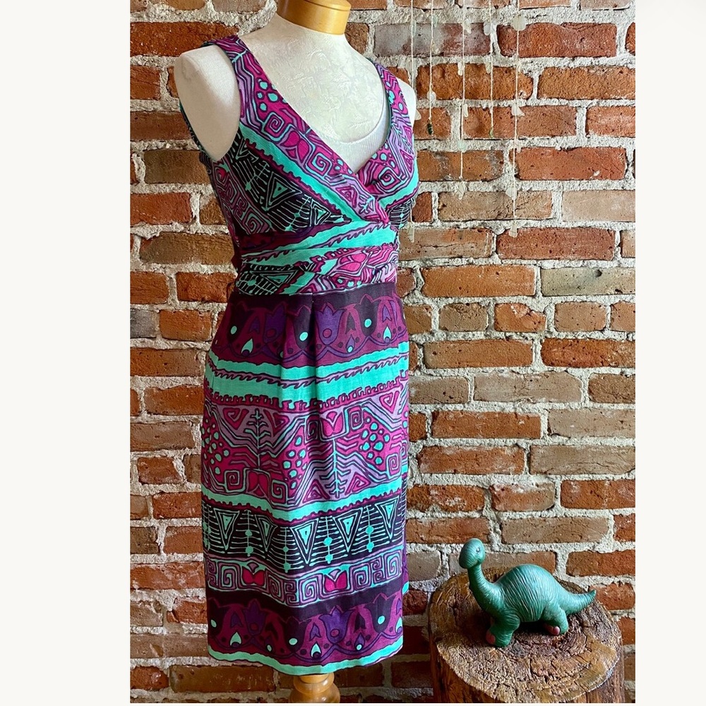 Nanette Lepore Purple & Teal Silk Linen Dress